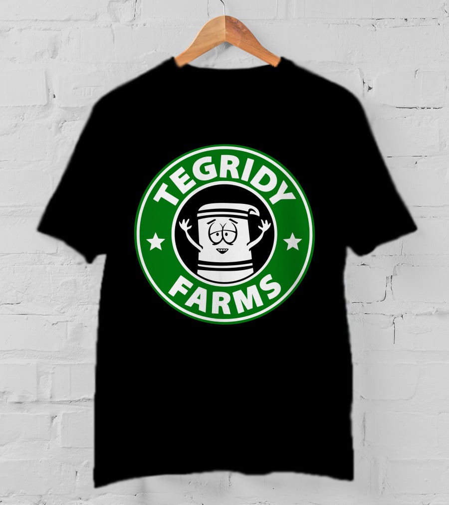 Tegridy Farms Cannabis Cup Logo With Cartoon Character And Green Circle T-Shirt