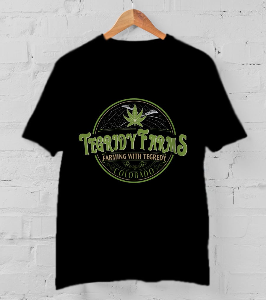 Tegridy Farms Farming With Tegridy Colorado Vintage Logo Cannabis Leaf T-Shirt