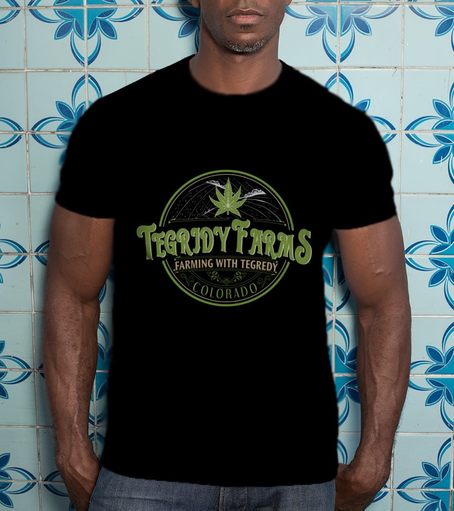 Tegridy Farms Farming With Tegridy Colorado Vintage Logo Cannabis Leaf T-Shirt