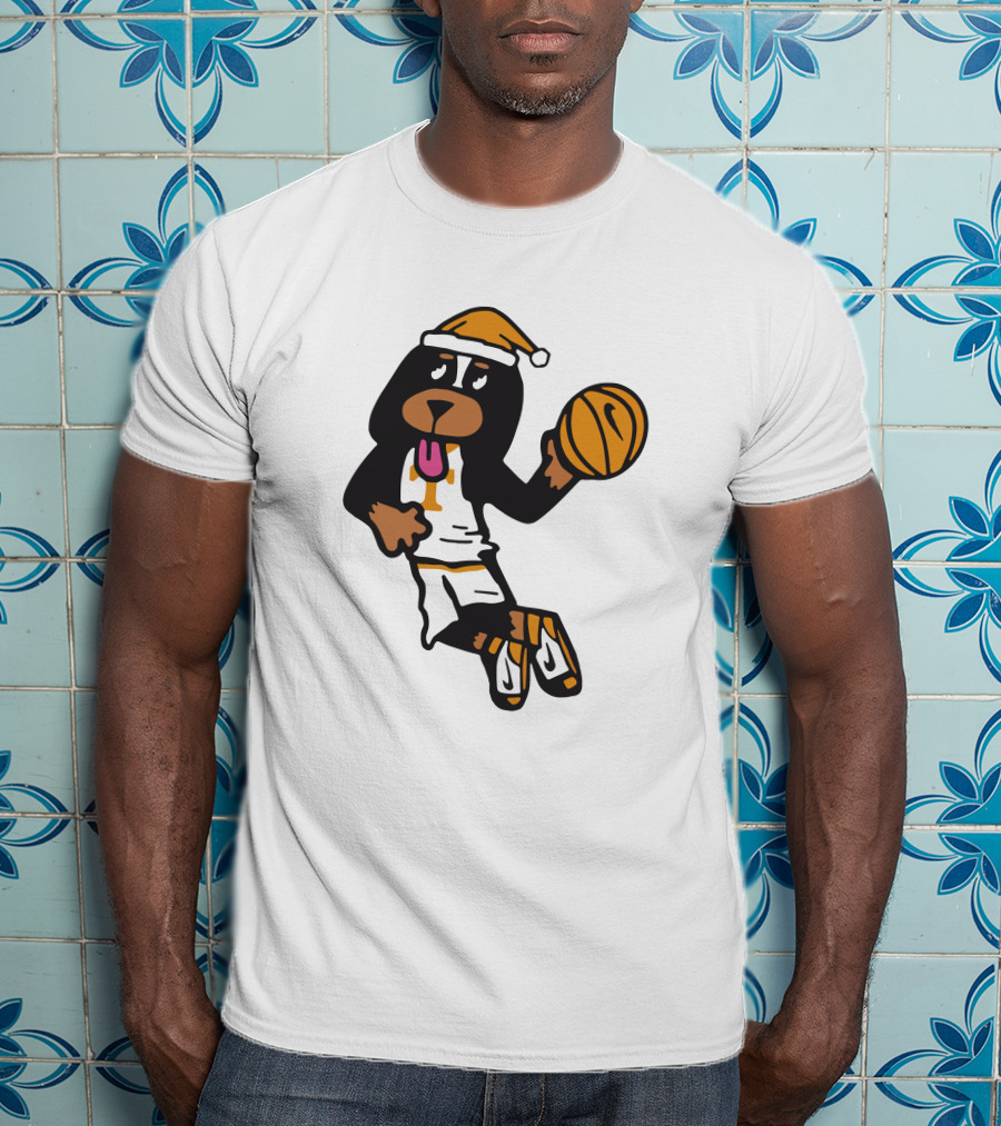 Tennessee Vols Smokey Basketball Santa Holiday Mascot Dunk T-Shirt