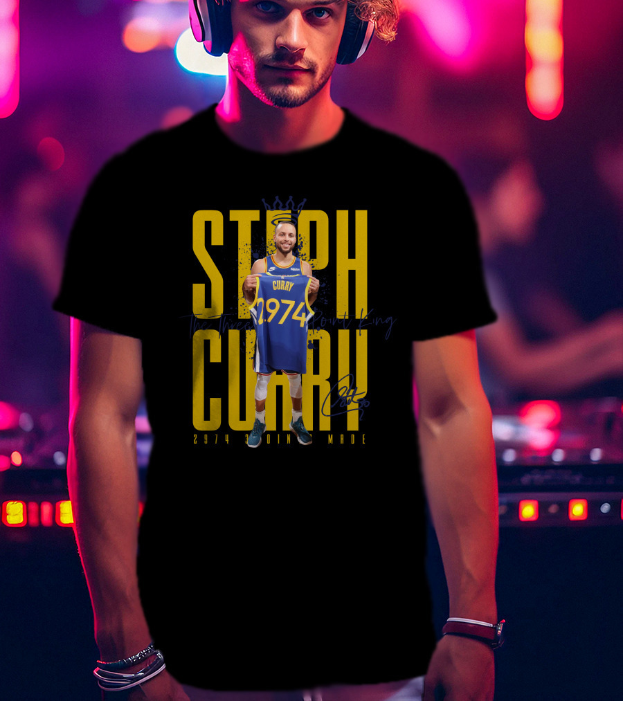 Stephan Curry 2974 Threes Made King Signature T-Shirt
