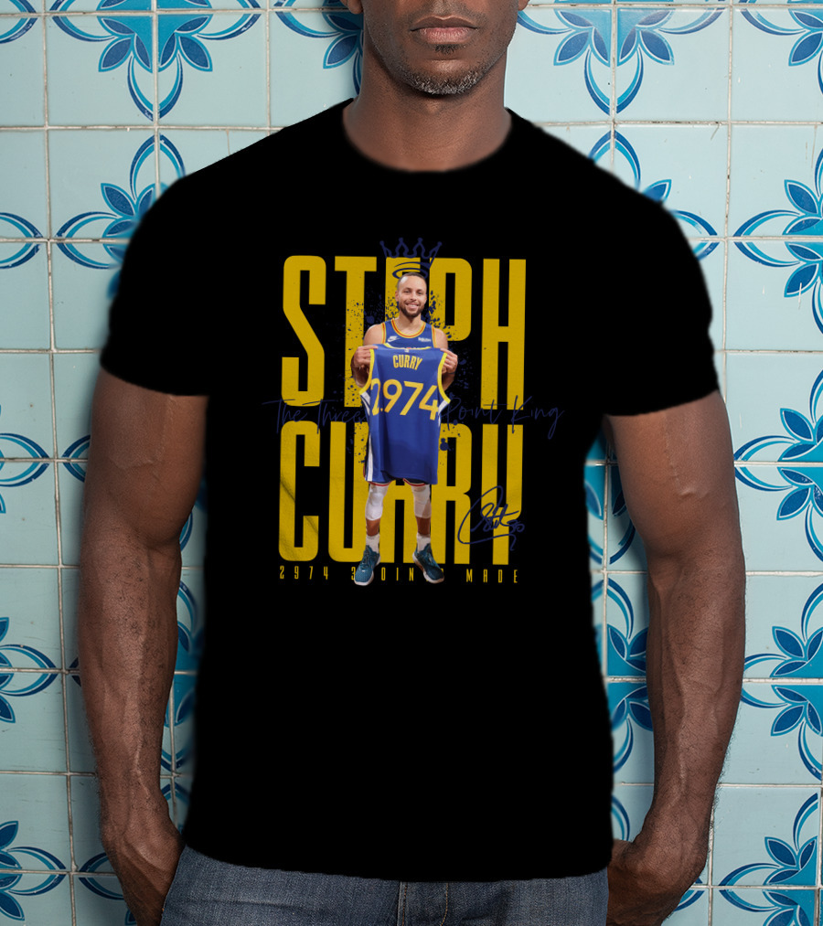 Stephan Curry 2974 Threes Made King Signature T-Shirt