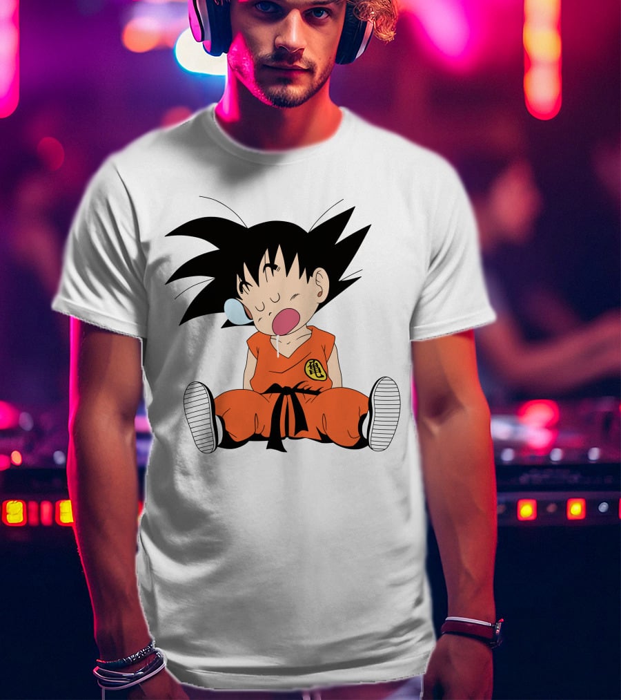 Baby Goku Sleepy Orange Gi Krillin Kanji Bubblegum Drool T-Shirt