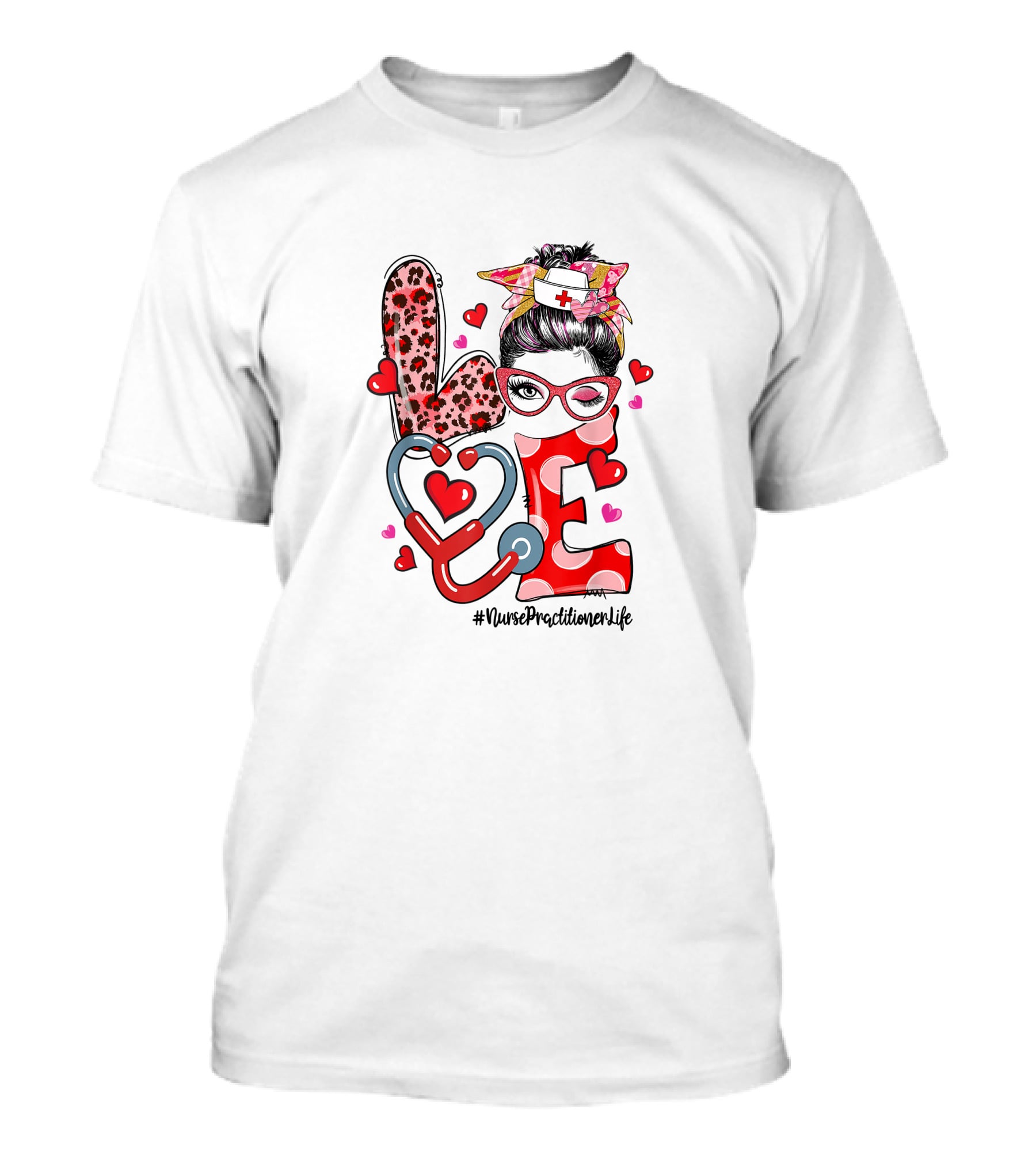 LOVE Nurse Practitioner Life Stethoscope Heart Glasses Bandana T-Shirt
