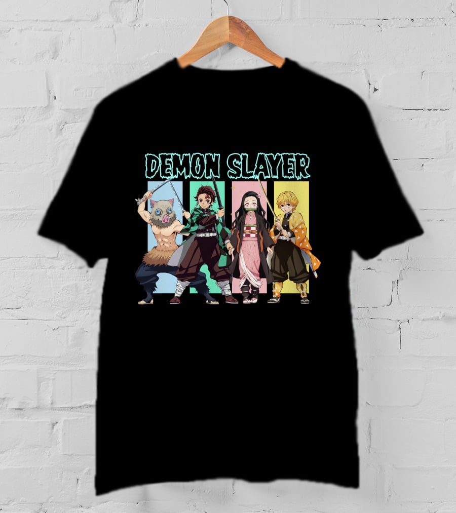 Demon Slayer Kimetsu No Yaiba Characters Tanjiro Nezuko Zenitsu Inosuke T-Shirt