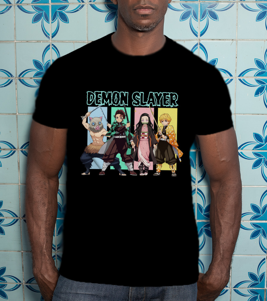 Demon Slayer Kimetsu No Yaiba Characters Tanjiro Nezuko Zenitsu Inosuke T-Shirt