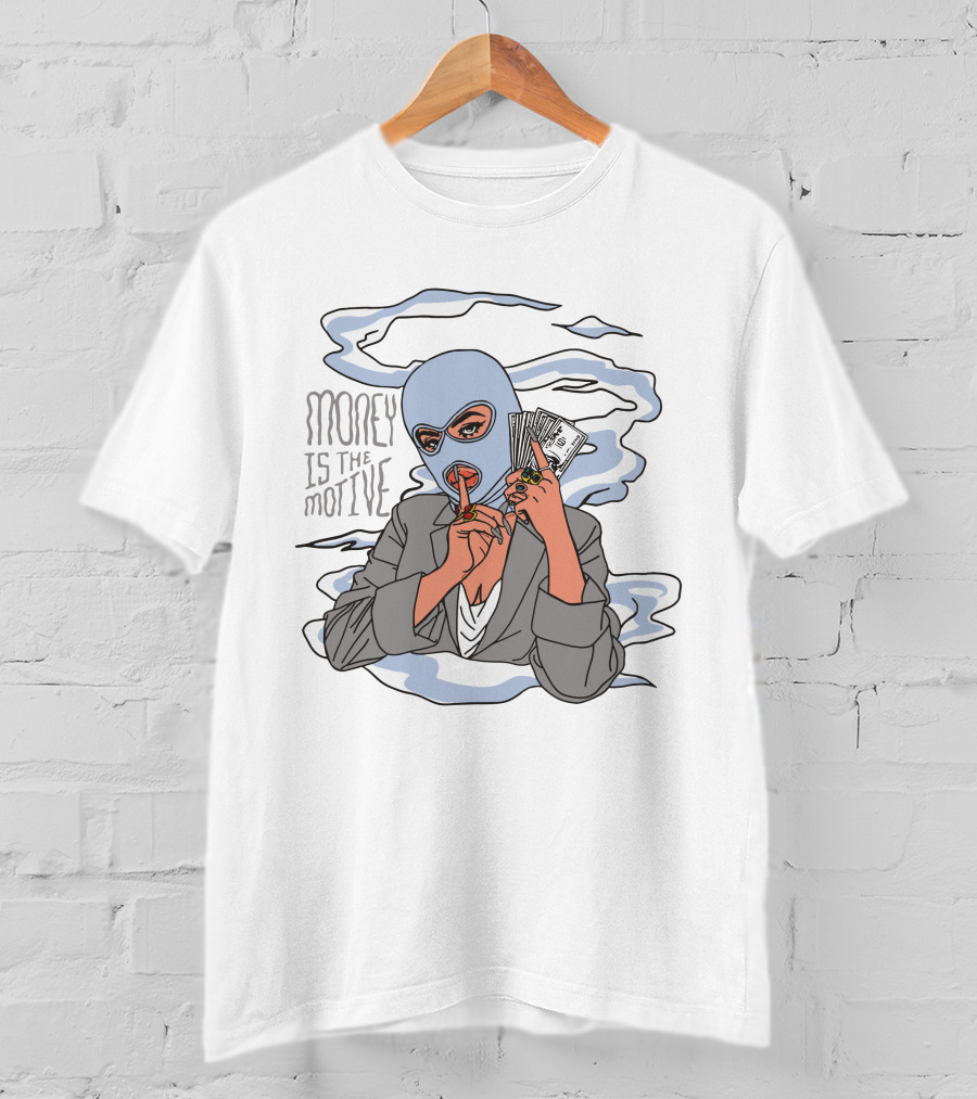 Money Is The Motive Smoky Figure With Cash Stack T-Shirt
