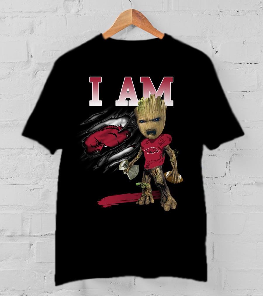 I Am Groot Arkansas Razorbacks Football T-Shirt
