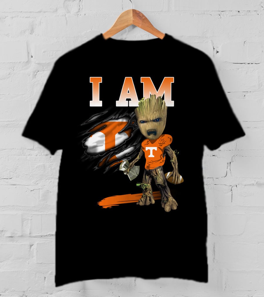 I Am Groot Tennessee Volunteers Fan Iconic Football Fusion T-Shirt