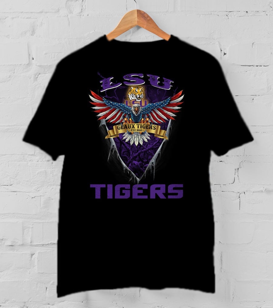 Lsu Tigers Geaux Tigers Est. 1860 Us Eagle T-Shirt