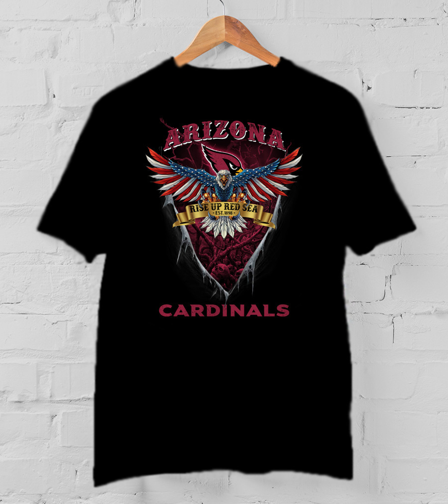 Arizona Cardinals Rise Up Red Sea Est. 1898 Nfl Us Eagle T-Shirt
