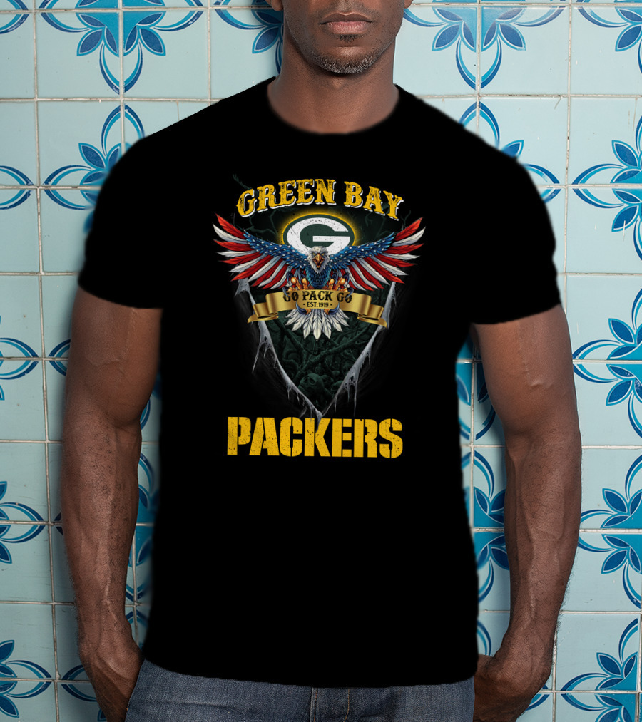 Green Bay Packers Go Pack Go Est. 1919 Nfl Us Eagle T-Shirt