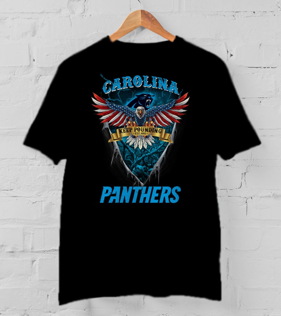 Carolina Panthers Nfl Us Eagle Keep Pounding Est. 1993 T-Shirt