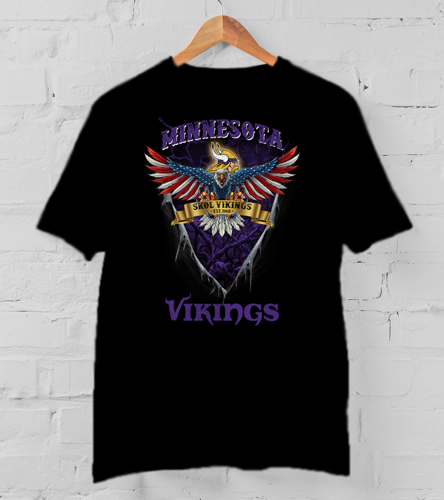Minnesota Skol Vikings Us Eagle Est. 1960 T-Shirt