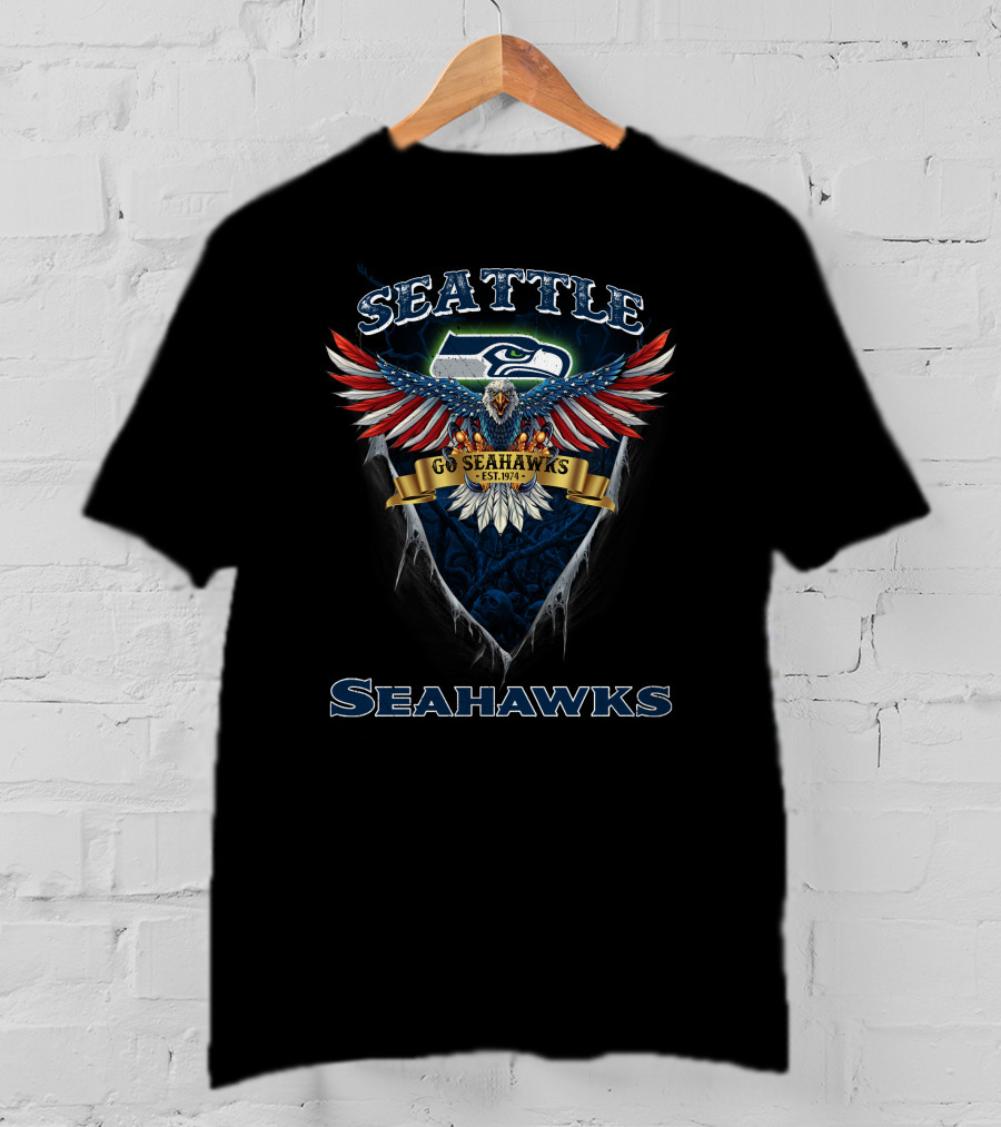 Seattle Seahawks Go Seahawks Est. 1974 Nfl Us Eagle T-Shirt