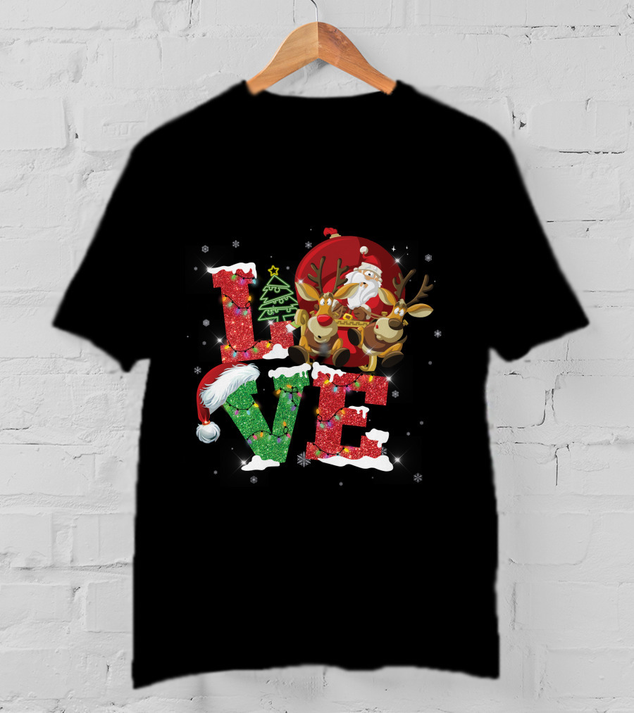 I Love Merry Christmas Santa Reindeer Baby Holiday T-Shirt