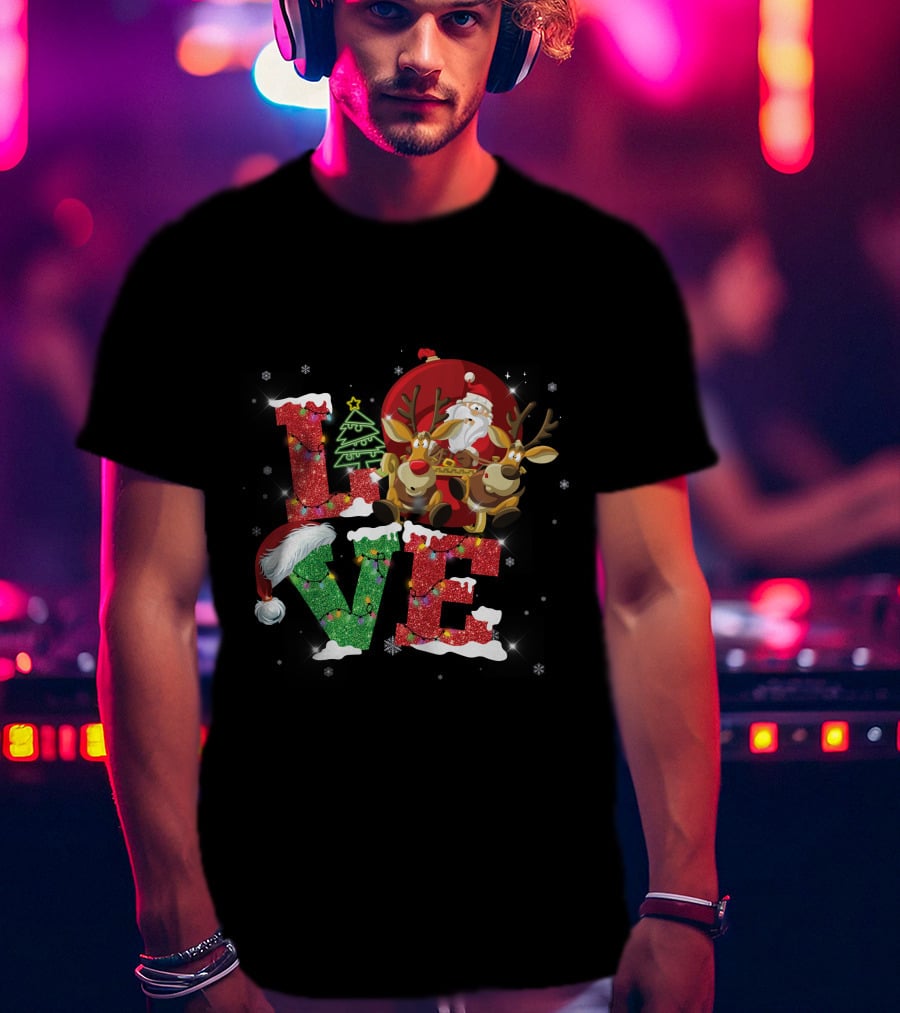 I Love Merry Christmas Santa Reindeer Baby Holiday T-Shirt
