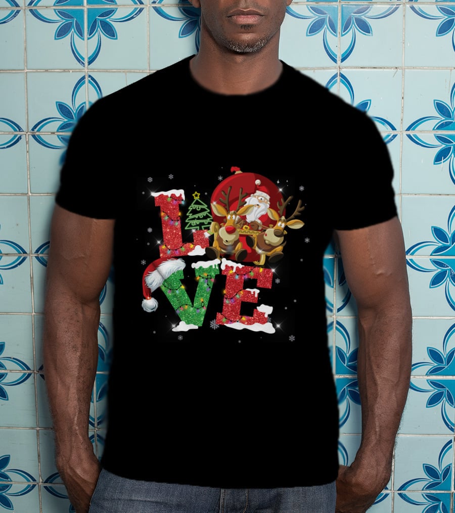 I Love Merry Christmas Santa Reindeer Baby Holiday T-Shirt