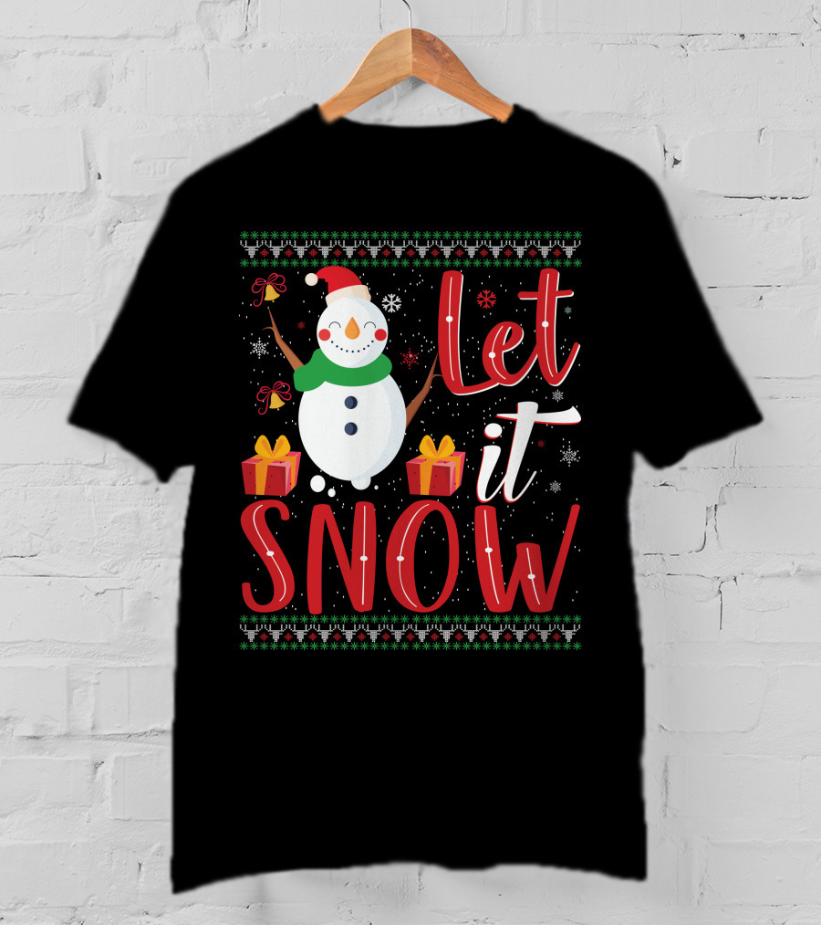 Let It Snow Snowman Christmas Presents Holiday T-Shirt