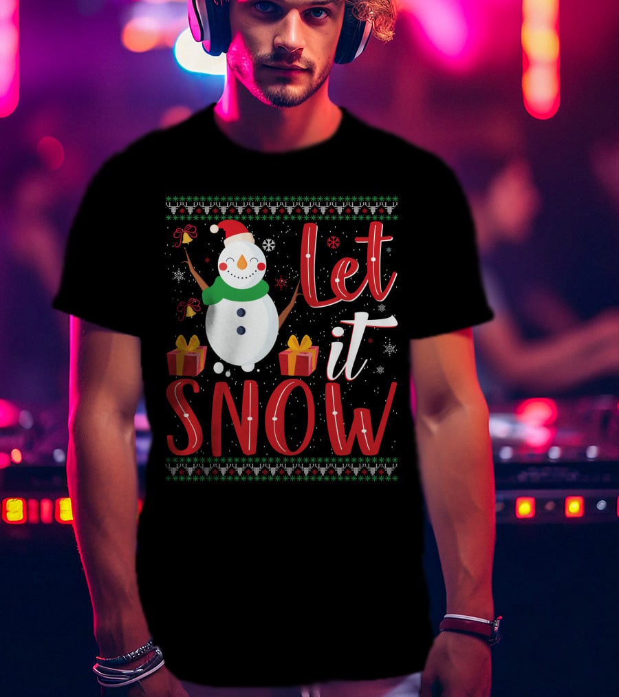 Let It Snow Snowman Christmas Presents Holiday T-Shirt