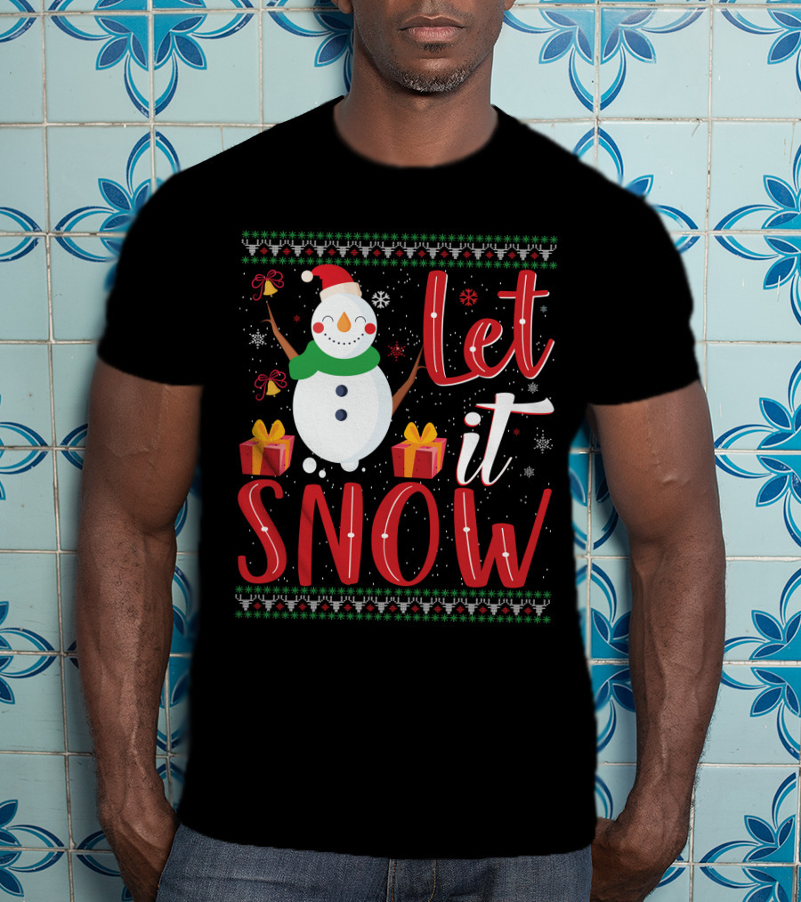 Let It Snow Snowman Christmas Presents Holiday T-Shirt