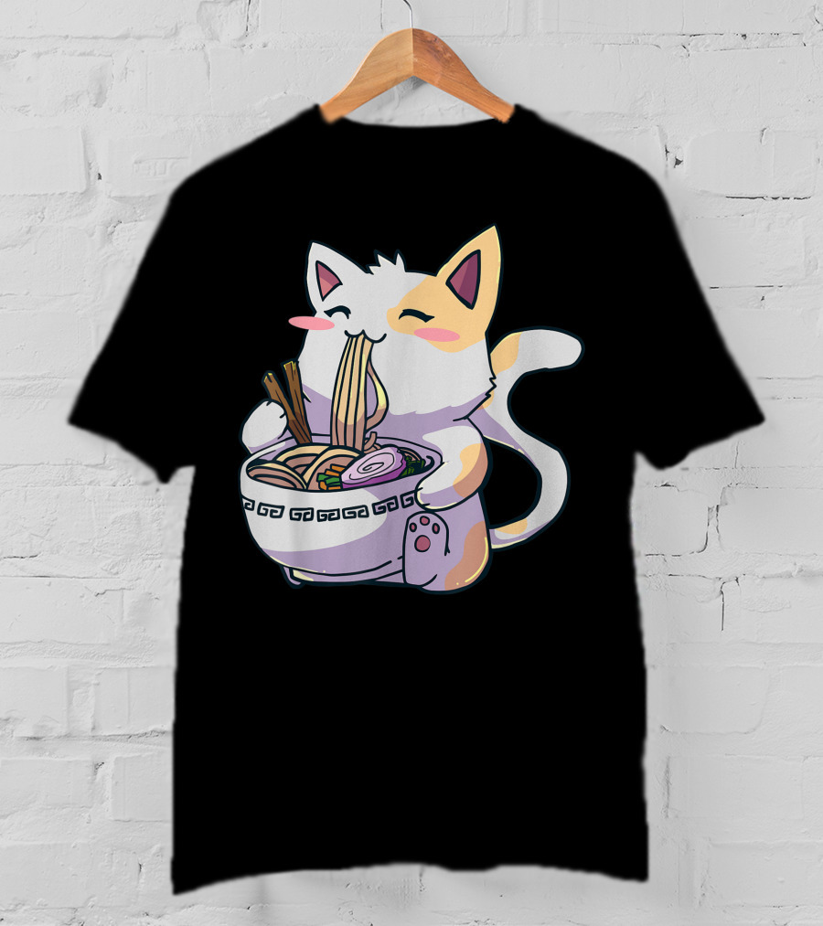 Kawaii Anime Ramen Cat Japanese Noodles T-Shirt
