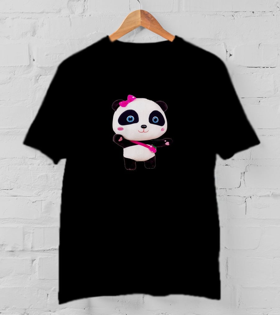 Gautruc2 Panda Plush Pink Bow T-Shirt