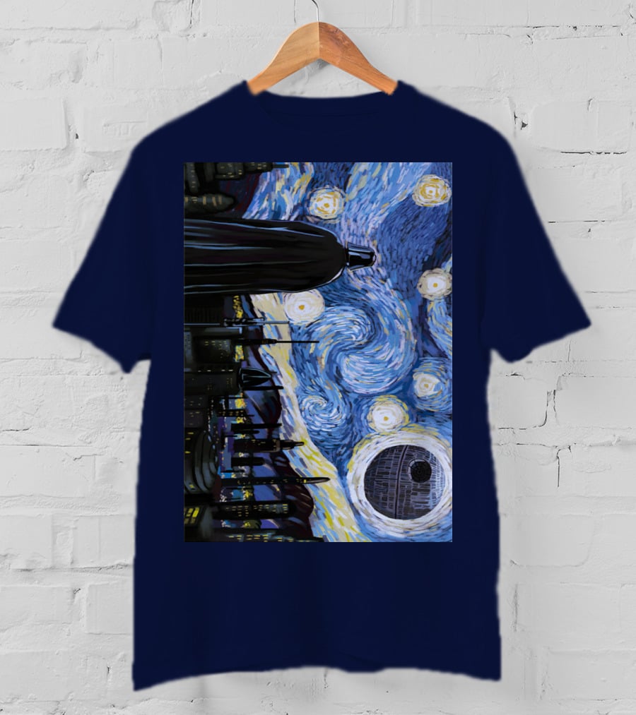 Darth Vader And Death Star In Starry Night T-Shirt