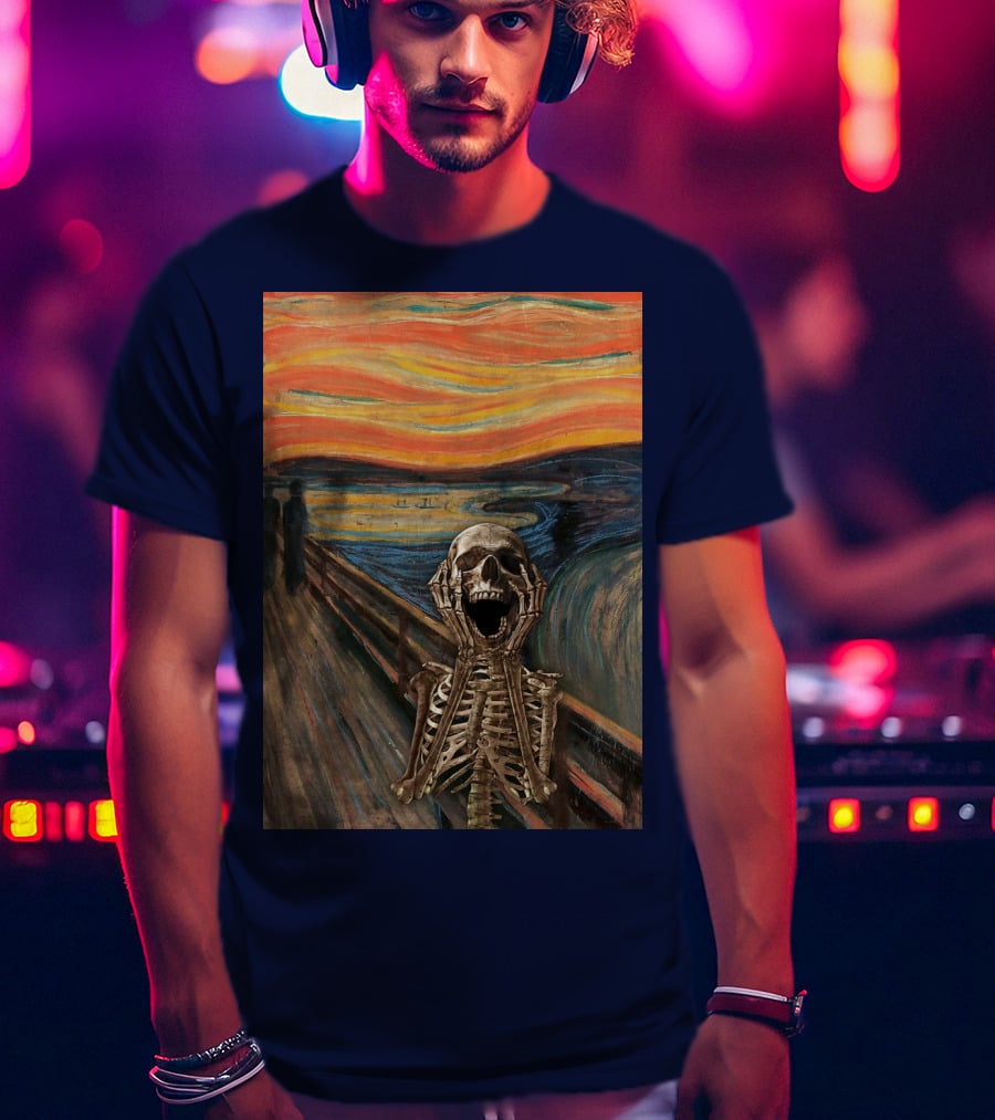 The Scream Skeleton In Edvard Munch T-Shirt