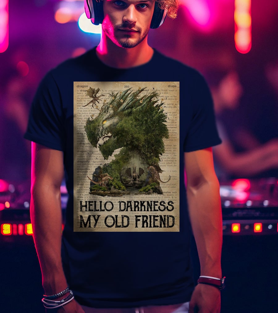 Dragon Hello Darkness My Old Friend Dictionary Page T-Shirt