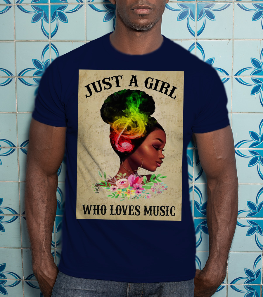 Just A Girl With Colorful Musical Hair Who Loves Music T-Shirt
