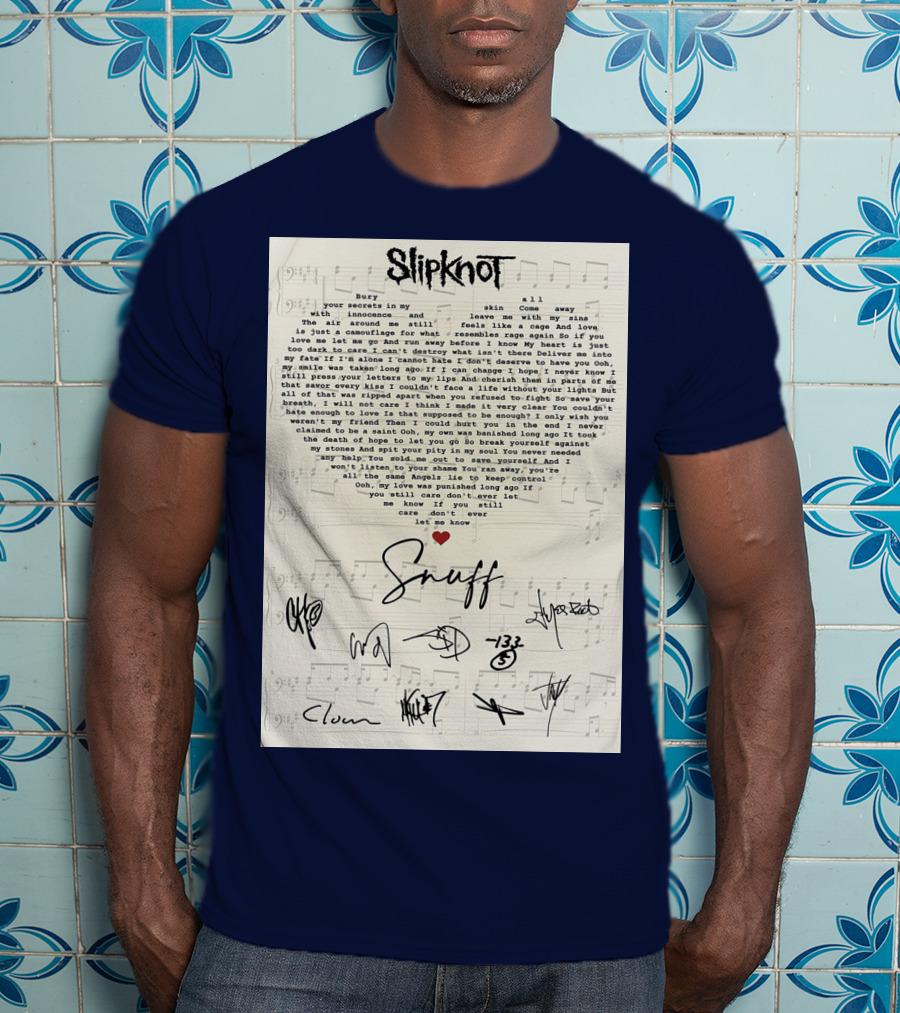 Slipknot Snuff Lyrics With Band Member Signatures T-Shirt