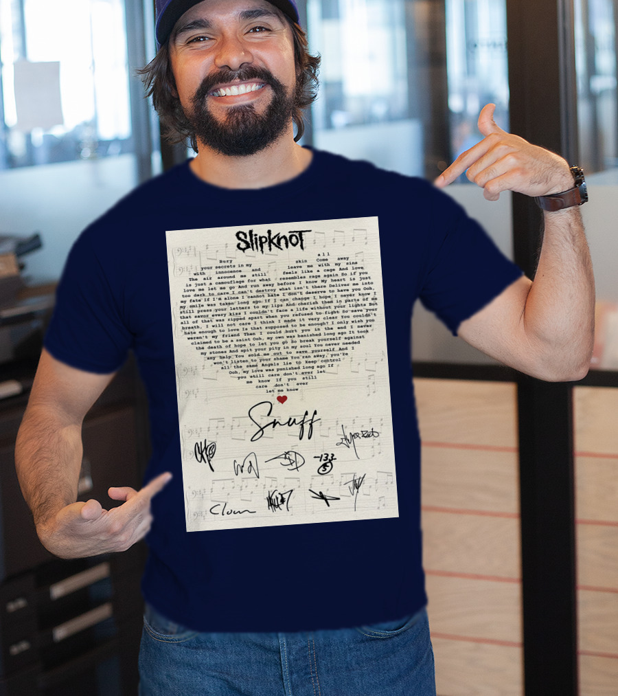 Slipknot Snuff Lyrics With Band Member Signatures T-Shirt