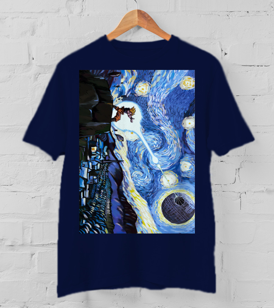 Son Goku Kamehameha Meets Death Star In Starry Night Fusion T-Shirt