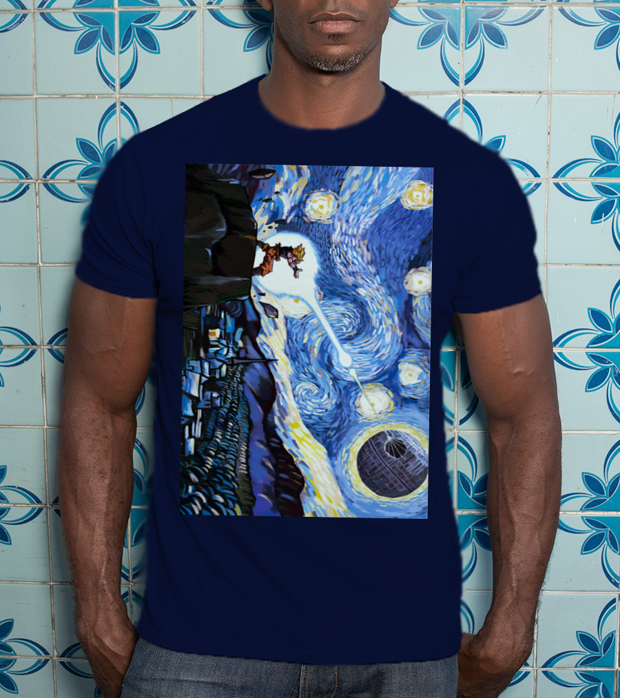 Son Goku Kamehameha Meets Death Star In Starry Night Fusion T-Shirt