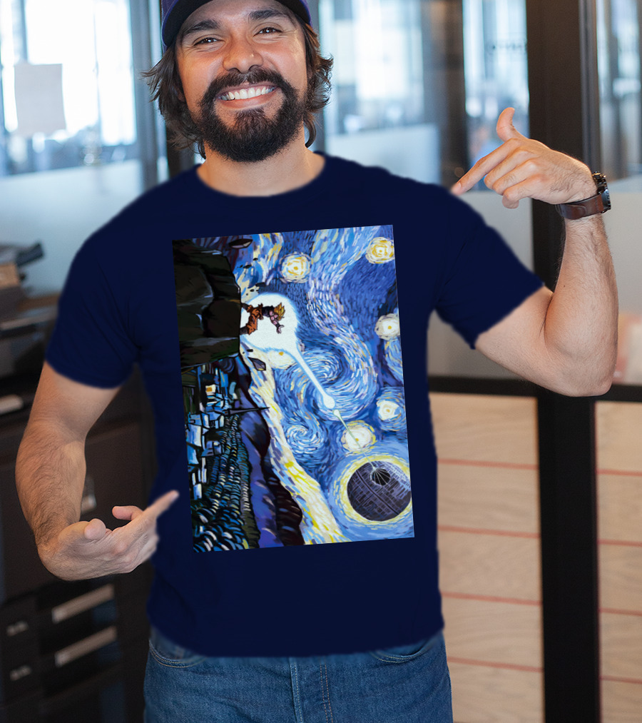 Son Goku Kamehameha Meets Death Star In Starry Night Fusion T-Shirt