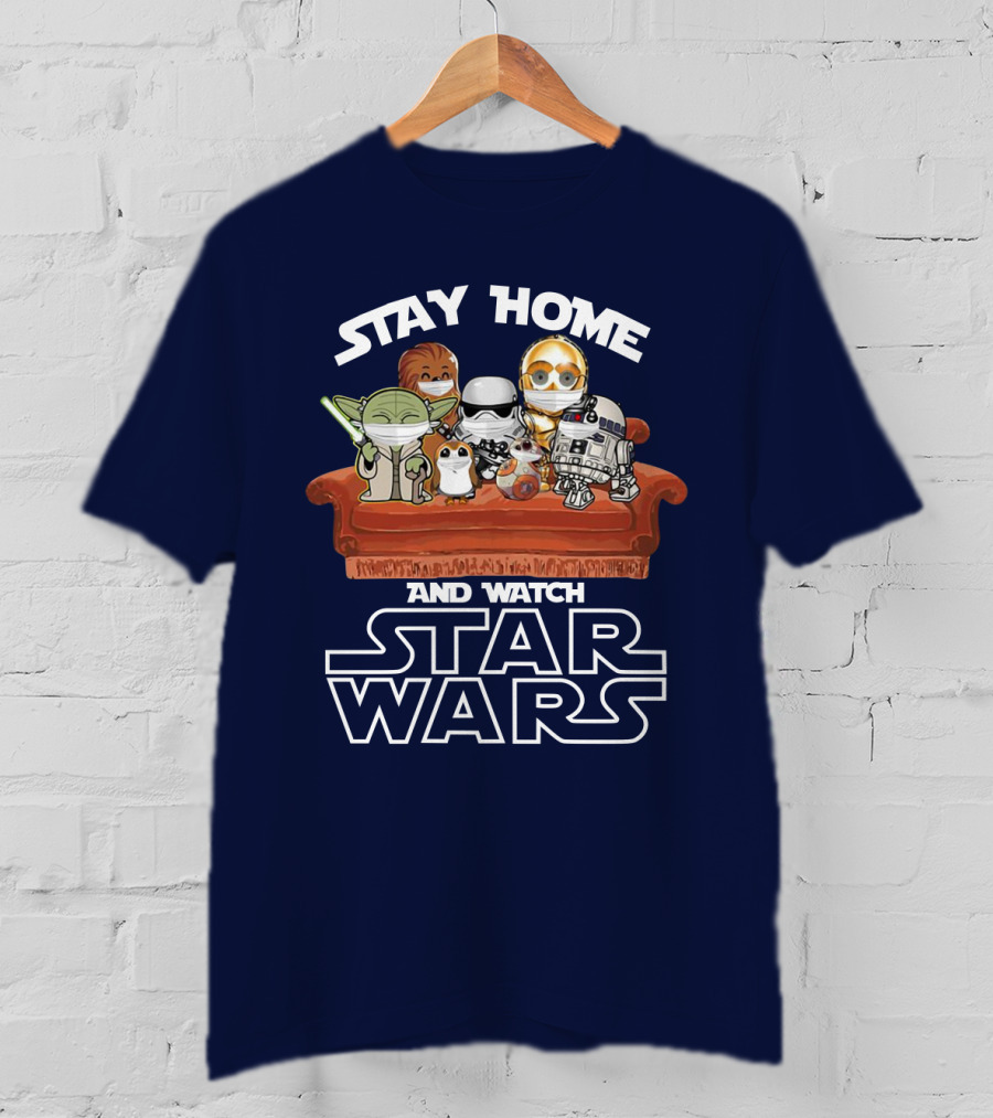 Stay Home And Watch Star Wars Characters On Couch T-Shirt