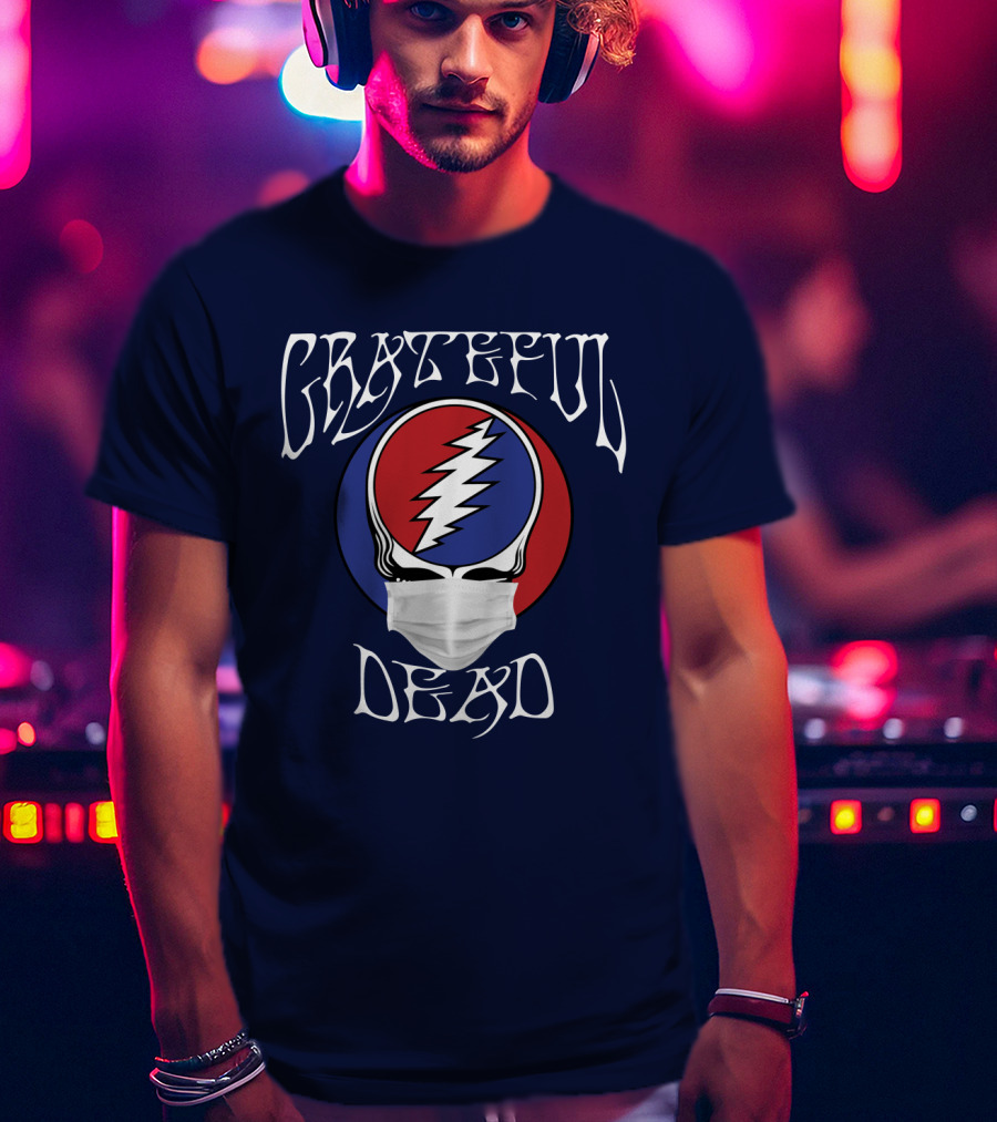 Grateful Dead Steal Your Face Mask Logo With Red And Blue Skull T-Shirt