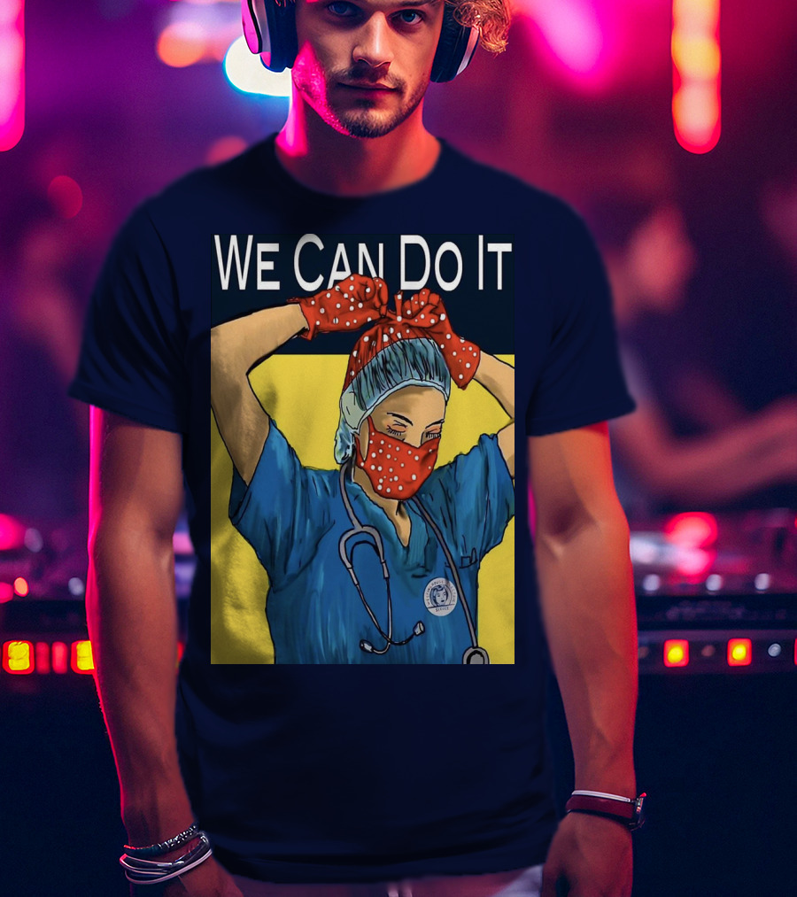 We Can Do It Nurse With Stethoscope And Red Bandana T-Shirt