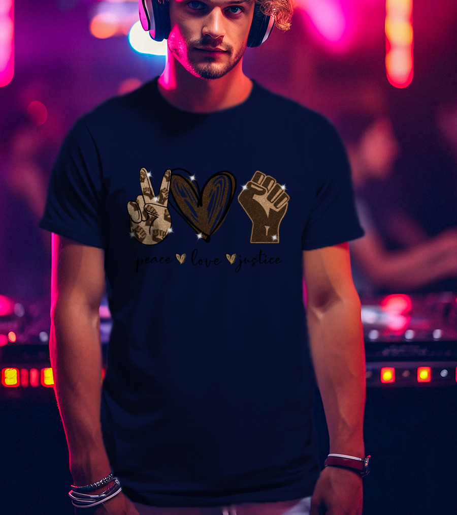 Peace Love Justice Glittering Icons Diamond Oversized Plus Size T-Shirt