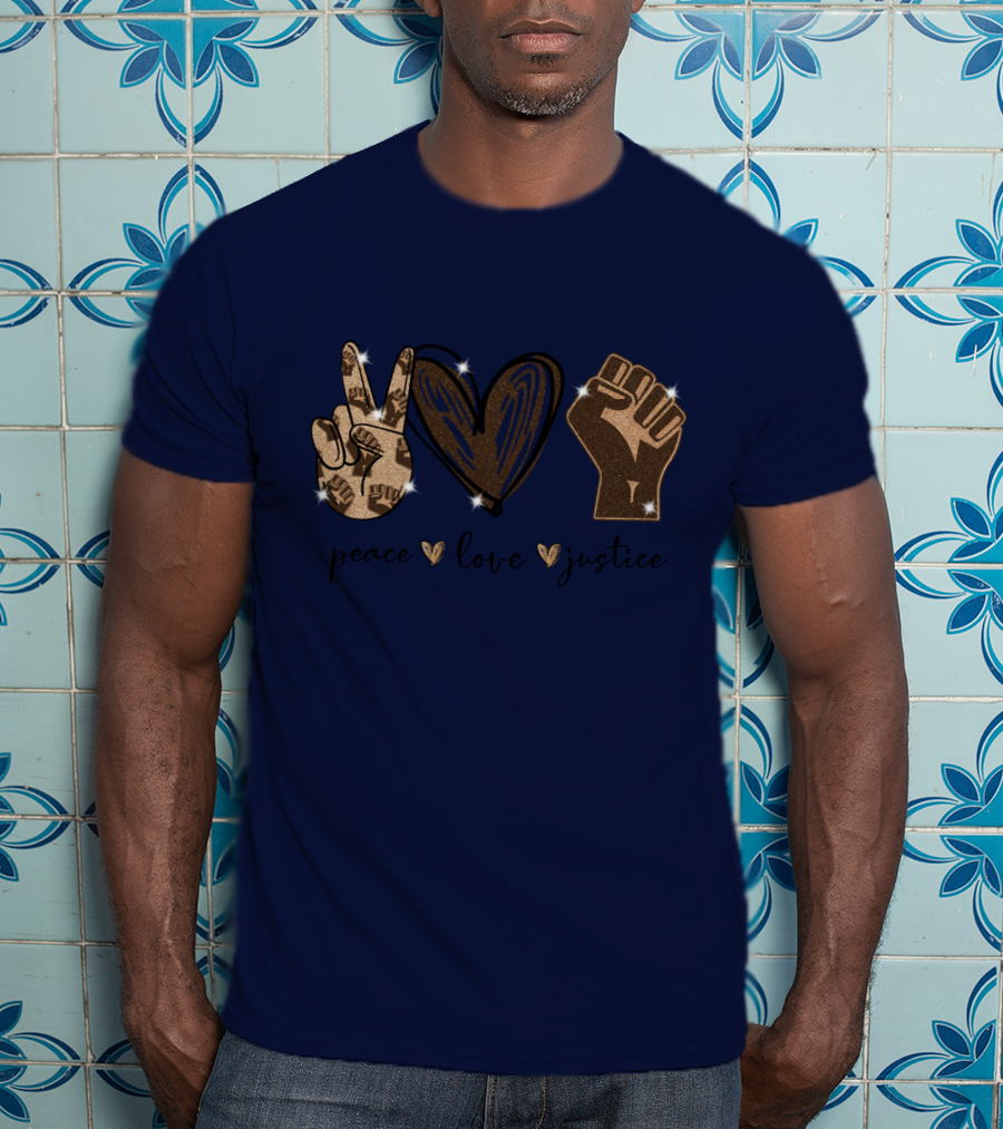 Peace Love Justice Glittering Icons Diamond Oversized Plus Size T-Shirt