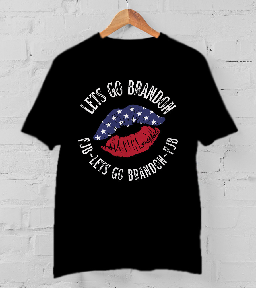 FJB Lets Go Brandon Flag Lips T-Shirt