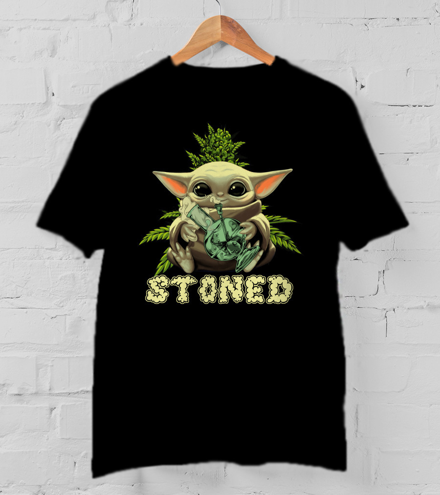 Yoda Baby Stoned Leaf Bong T-Shirt