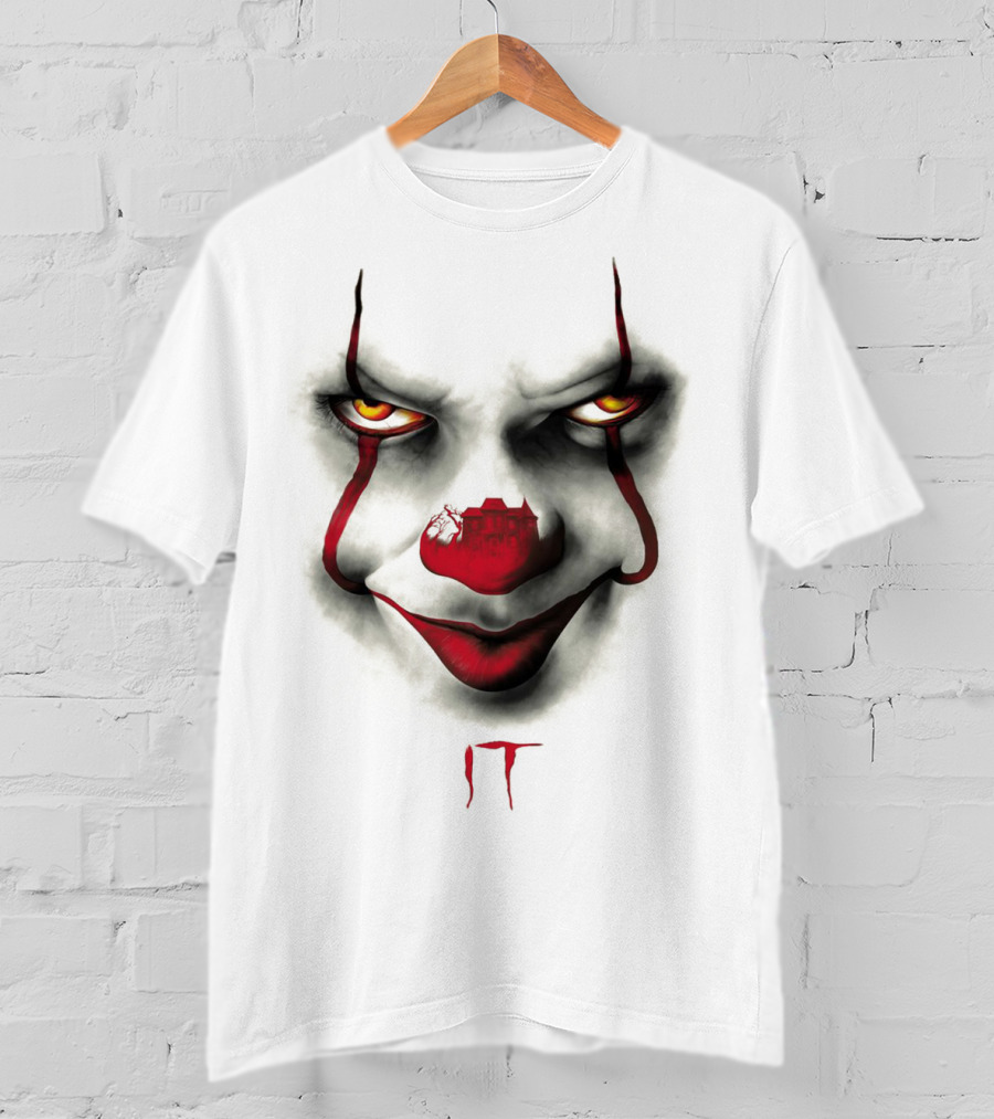 IT Pennywise Evil Clown Face With Scary House Inside Nose T-Shirt