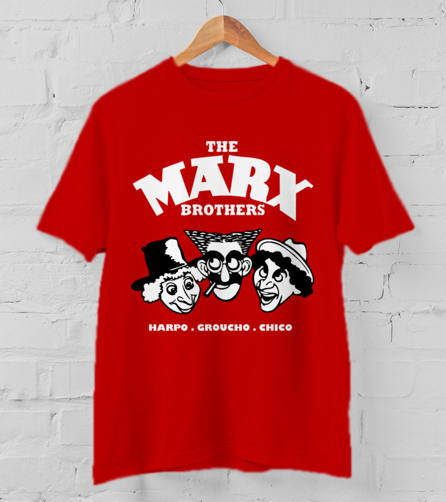 The Marx Brothers Harpo Groucho Chico Classic Comedy Icons Red T-Shirt