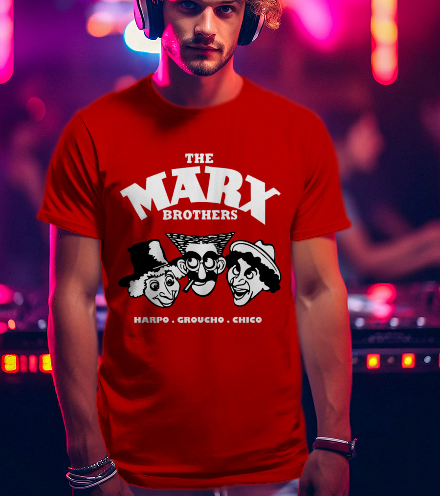 The Marx Brothers Harpo Groucho Chico Classic Comedy Icons Red T-Shirt
