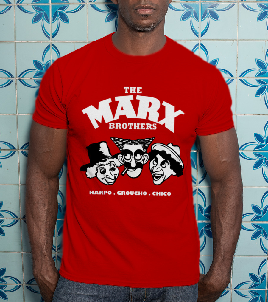 The Marx Brothers Harpo Groucho Chico Classic Comedy Icons Red T-Shirt