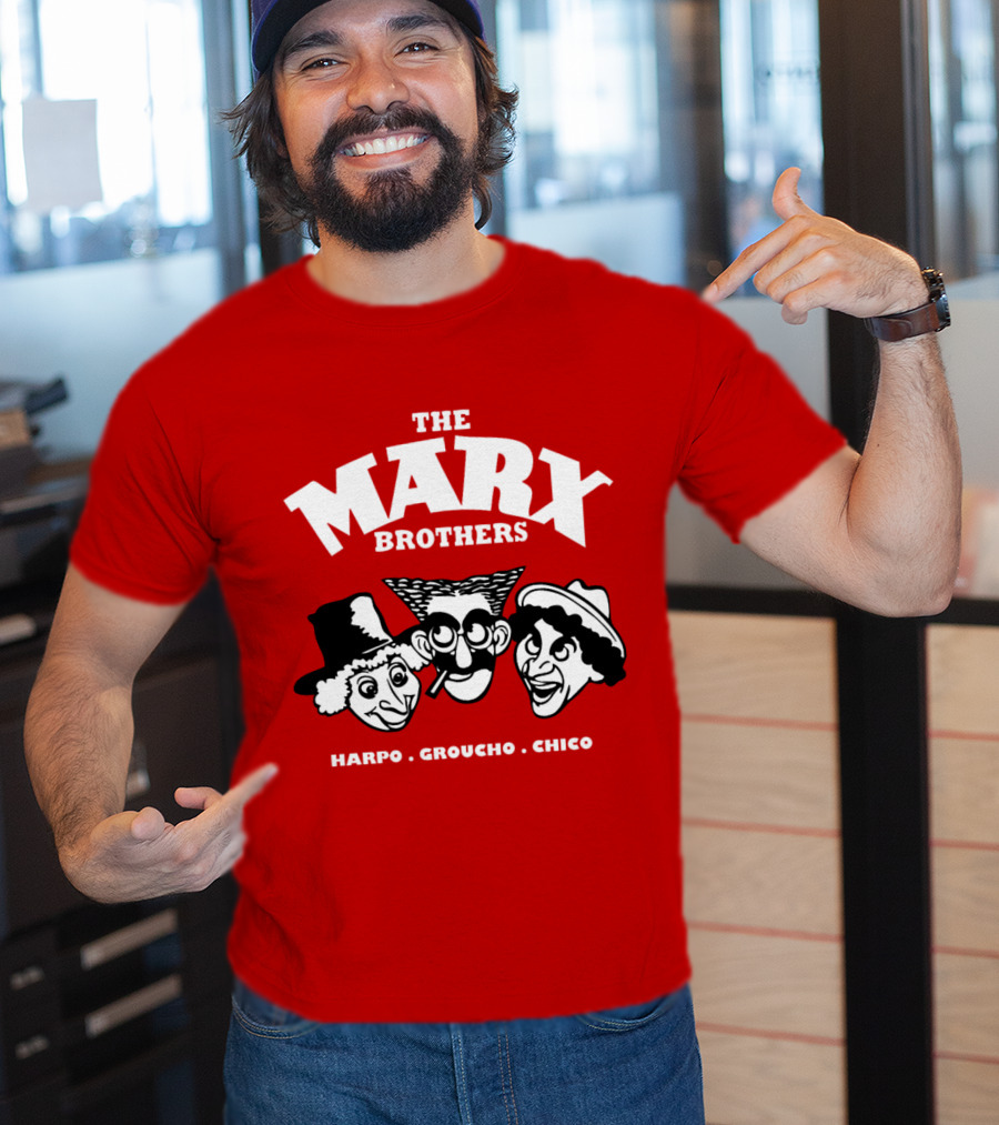 The Marx Brothers Harpo Groucho Chico Classic Comedy Icons Red T-Shirt