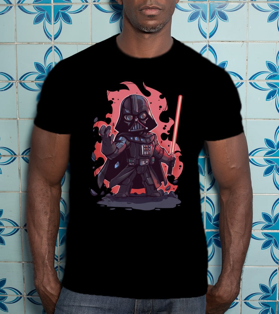 Darth Vader Cartoon With Lightsaber Star Wars Character T-Shirt