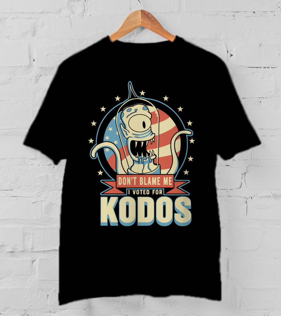 Don't Blame Me I Voted For Kodos Simpsons Alien American Flag T-Shirt